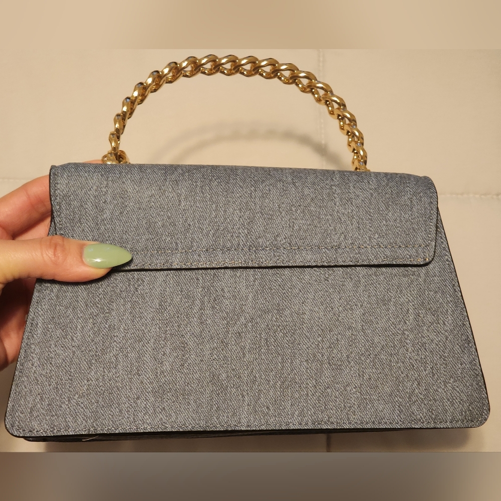 Tiger Head Denim Bag with Gold Chain By ALDO - Picture 5 of 6